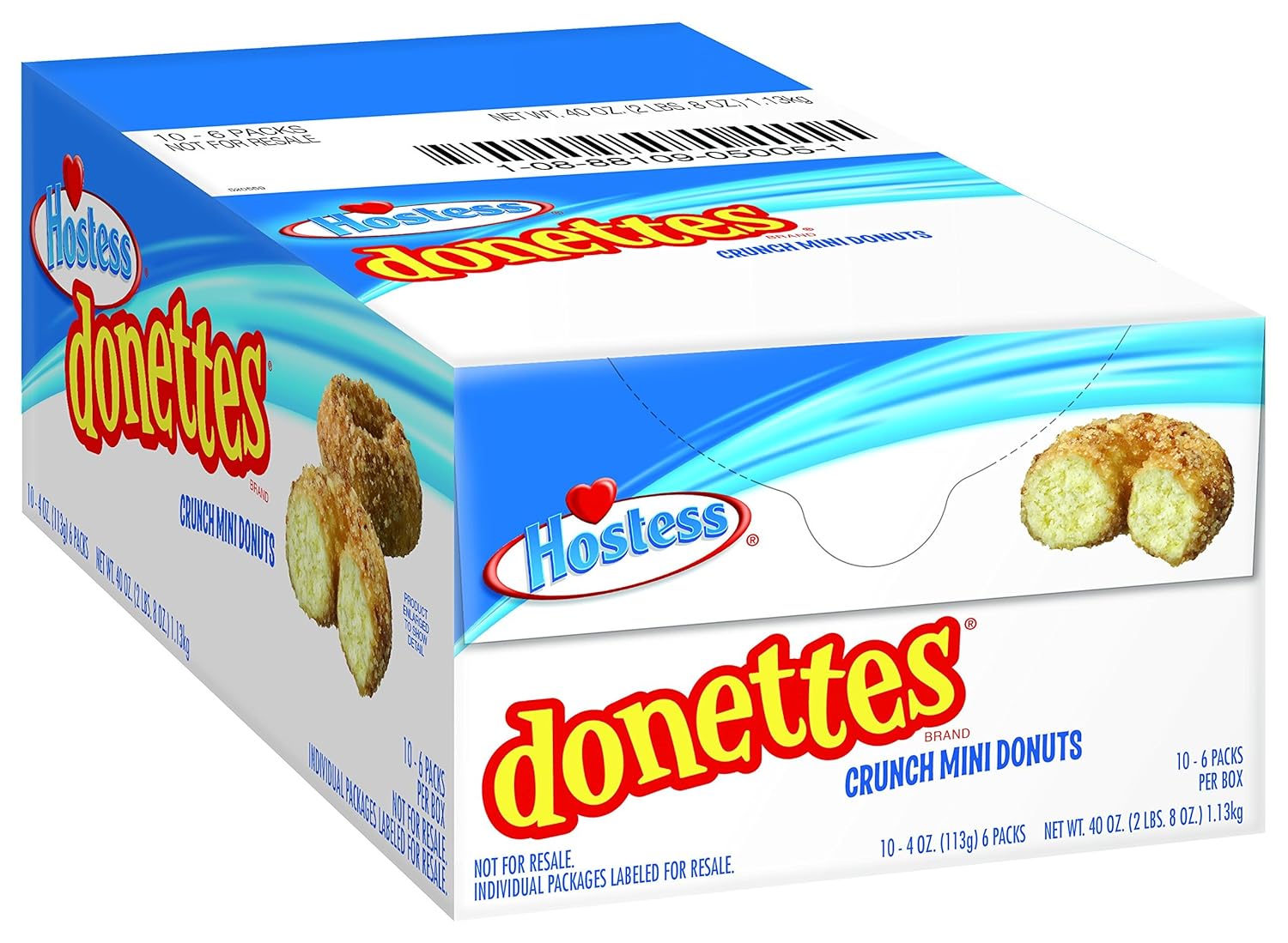 Hostess Donettes Mini Donuts, Crunch, 4 Ounce, 10 Count