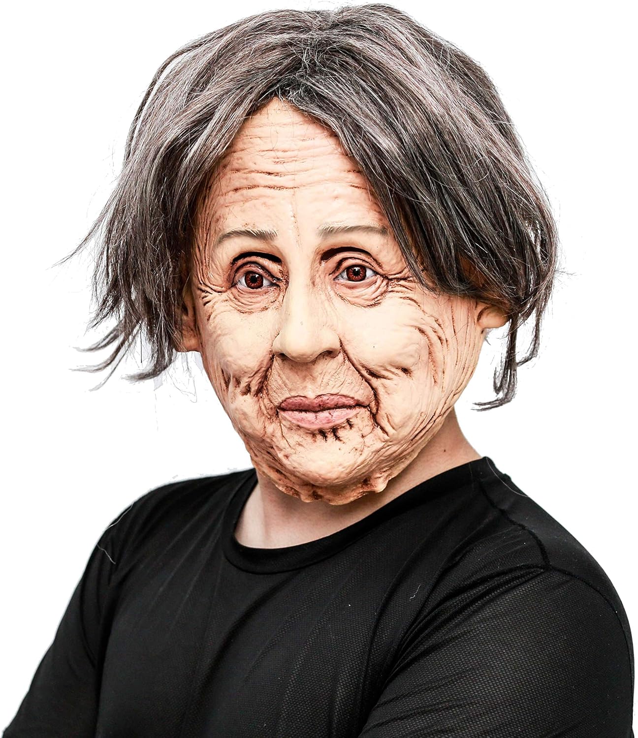 CreepyParty Old Woman Mask Latex Human Realistic Full Head Mask Fancy Dress Halloween Costume Party