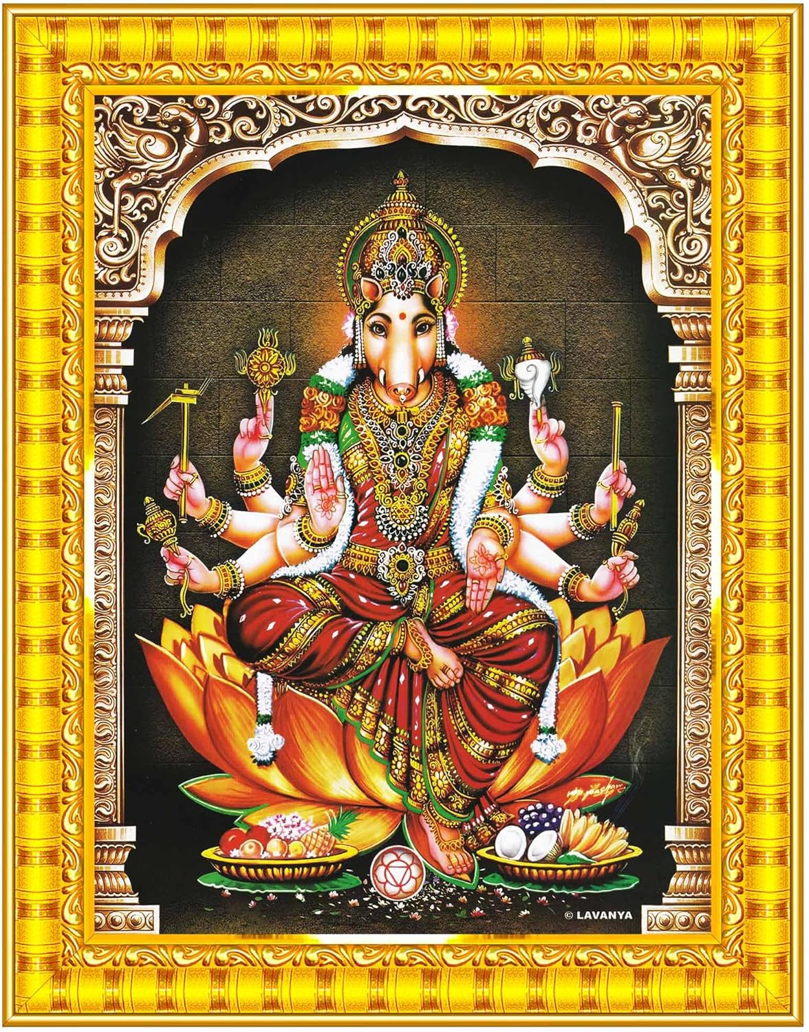 Pavan Photo Laminations Varahi Amman Photo Frame Wall Painting Framed Home Decor (Wood,Matte,Gold,Big Size,10 x 12 Inch) R1608M