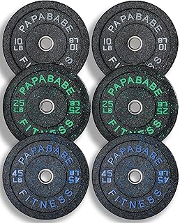 Papababe Weight Plates, 2-Inch Weights Plates Set, Floor Protective Rubber Weight Plates, 20/45/160/230/300/370lb High bounce bumper plates for Barbell Strength Training & Weightlifting (Single/Pair/Full Set)