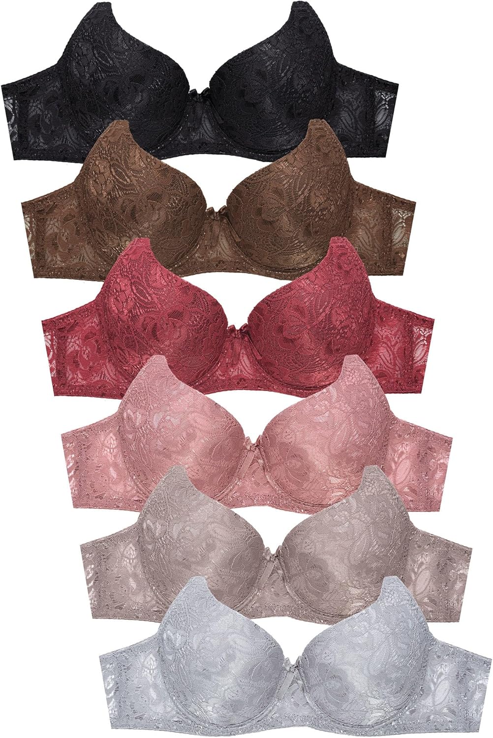 Mamia Women's Basic Lace Bras, Pack of 6