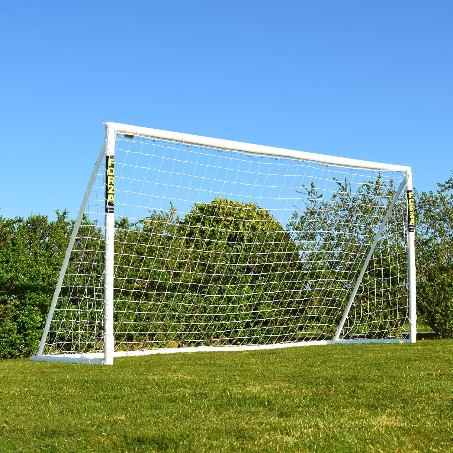 FORZA 12ft x 6ft Football Goal | All Weather uPVC Garden Goals with Quick and Easy Assembly - Optional Training Football, Target Sheet & Carry Bag