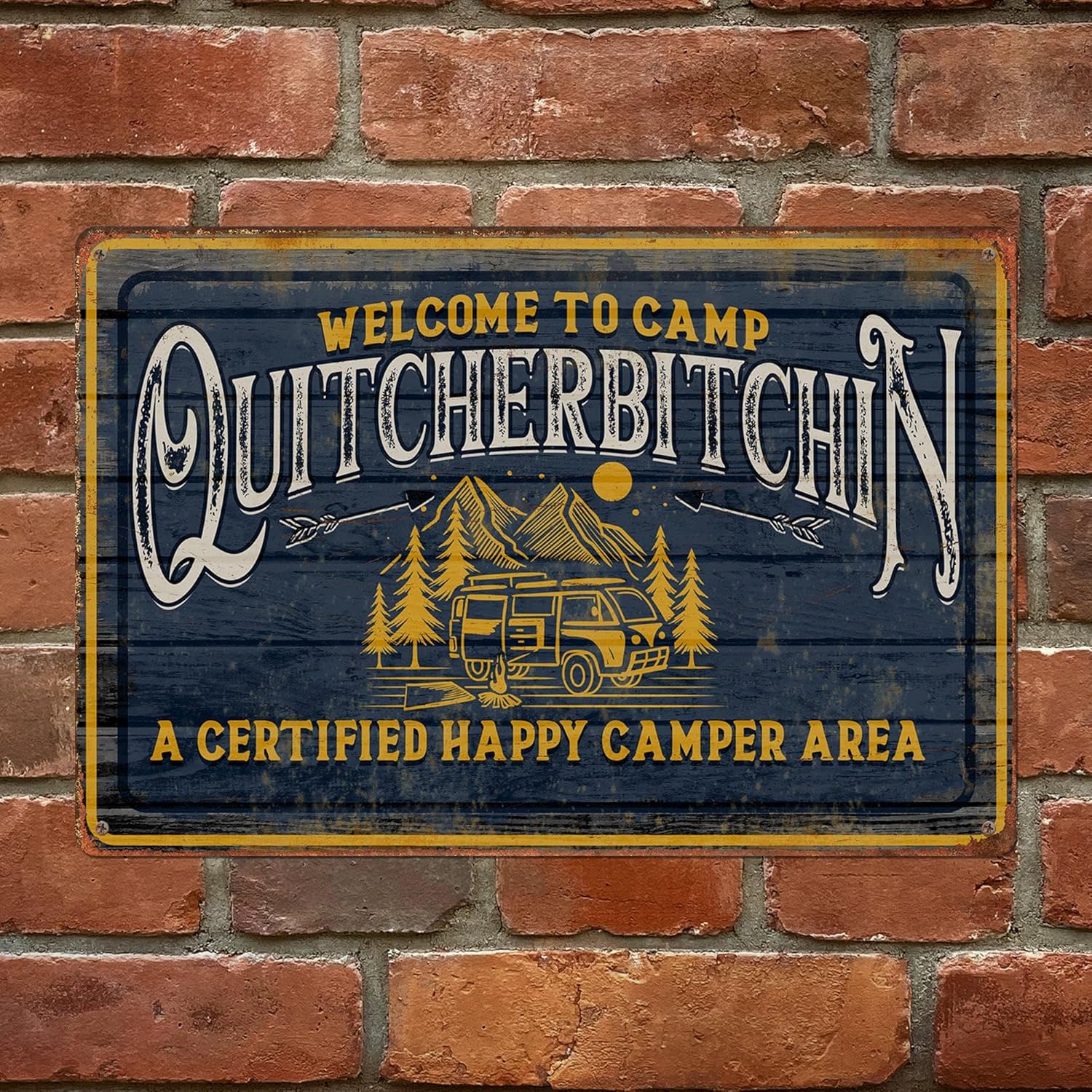 Nufar Camping Sign - Gift for Campers - Funny Wall Decor Tin Signs Poster Plaque 12 x 8 Inch, de25saA68