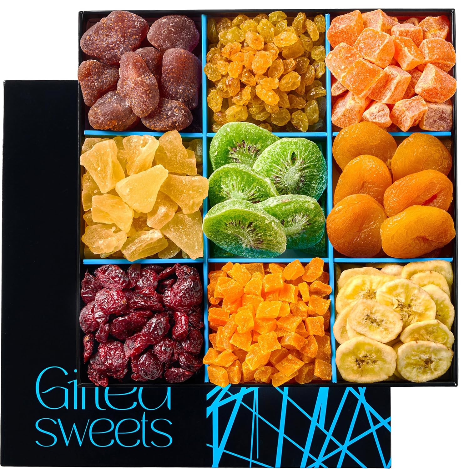 Dried Fruit Platter - 9 Variety Fruit - Dried Fruit Gift Tray - Healthy Fruit Gift Basket - Gourmet HolidayGift Box