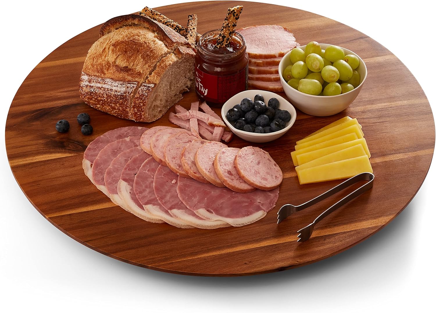 21" Acacia Wood Lazy Susan for Table Top - Wooden Turntable Serving Tray for Charcuterie Boards Cheese Board - Extra Large Round Lazy Susan Organizer - Kitchen Revolution for Countertop