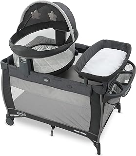 Graco Pack n Play Dome LX Playard with Baby Bassinet, Lightweight Portable Crib, Push-Button Fold Travel Crib, Redmond, Convertible