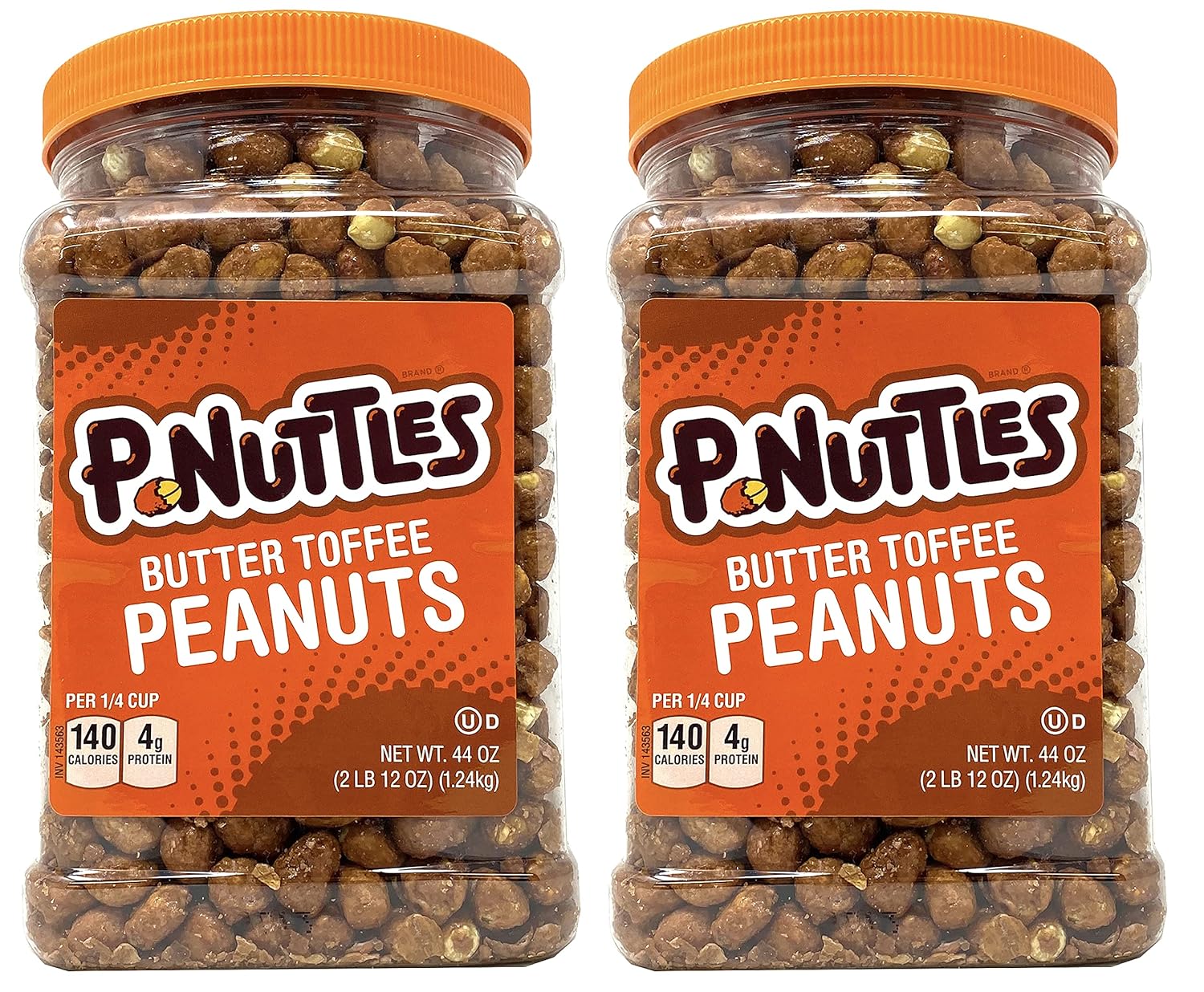 P-Nuttles Butter Toffee Peanuts 44 Ounce Jar (Pack of 2) Made in the USA, Kosher, Peanuts Sweet, Party Snack, Nuts Gift, Peanuts Bulk, Sweet Snack, Sweet And Salty Snack