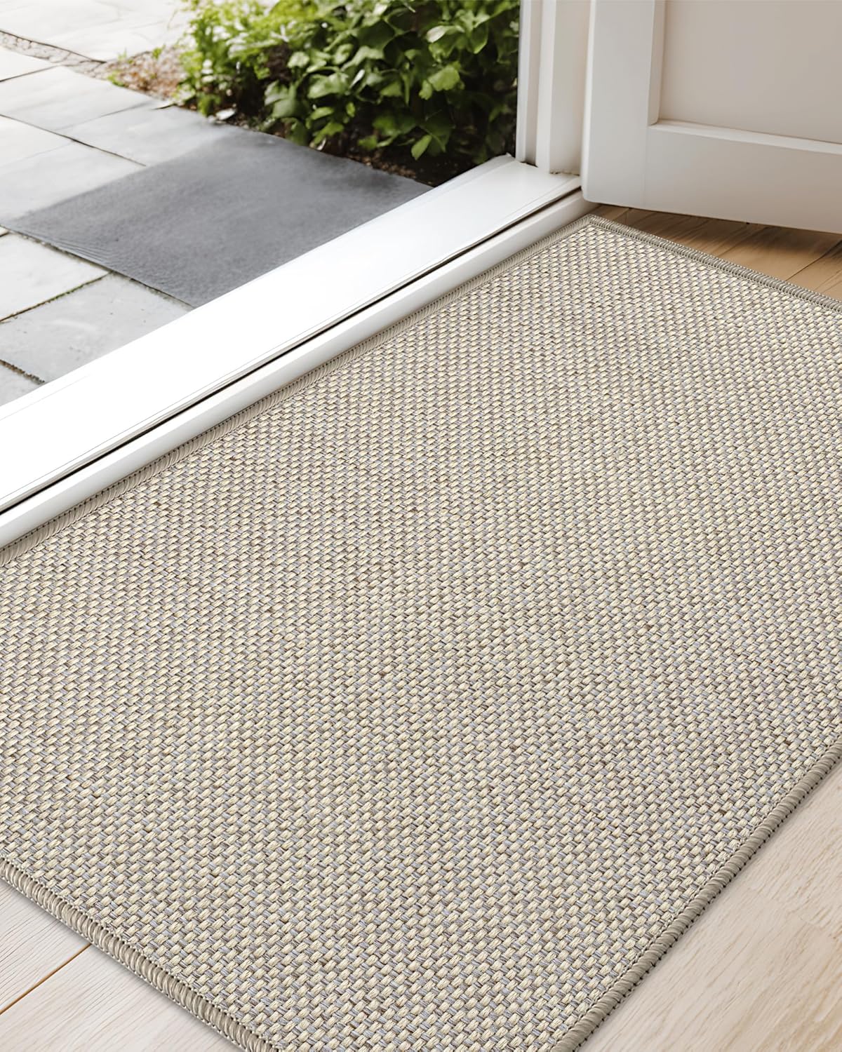 COLOR&GEOMETRY Indoor Door Mat, Woven Non Slip, Absorbent, Washable, Easy To Clean, Entryway, Patio, Pets (Khaki, 43x75cm)