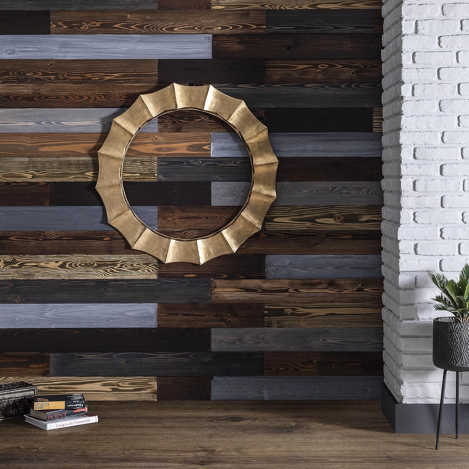 BoscoMondo 5.5 Inches Wide Barnwood Wall Planks, Rustic Solid Wood Panels, Accent Wall Decor (Variety, 48" Boards-Pack of 12)