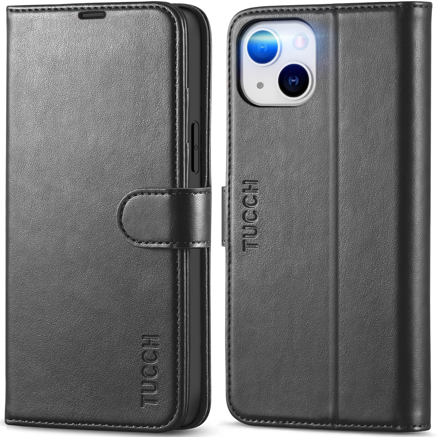TUCCH Case for iPhone 14 Plus (6.7") 2022 5G, Magnetic PU Leather Wallet Folio Stand Case with [RFID Blocking][Shockproof TPU] Card Holder, Protective Flip Cover Compatible with iPhone 14 Plus, Black