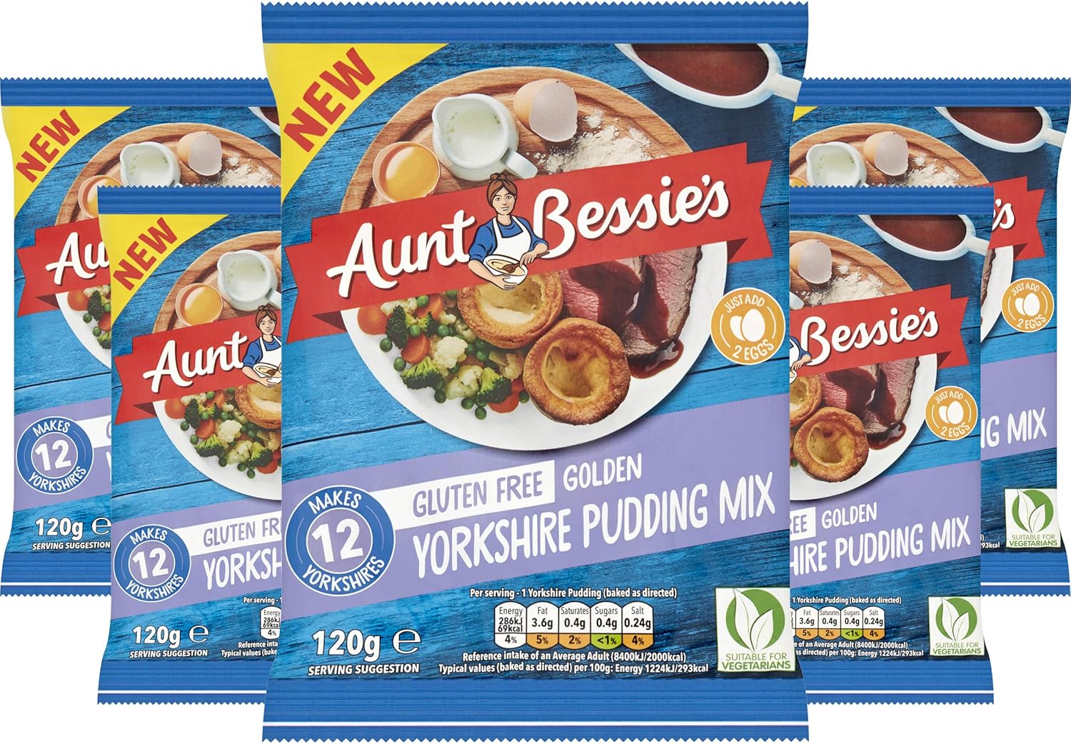 Aunt Bessie's Yorkshire Puddings, Gluten Free Batter Mix, Pack of 12 x 120 g