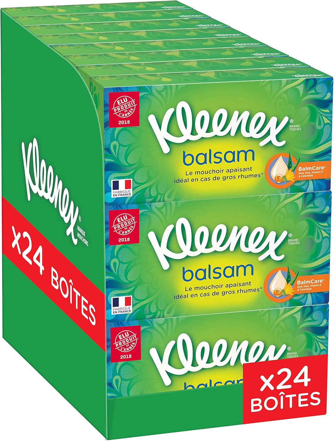 Kleenex 3392451 Balsam Tissues Pack of 24 Boxes of Paper Enriched with Calendula Balm