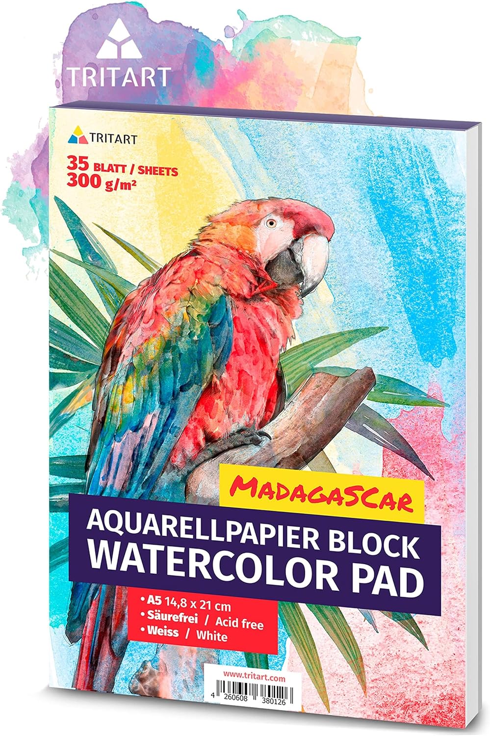 A5 Watercolor Paper 300g / White / 35 Sheets | Aquarelle pad Din A5 by Tritart