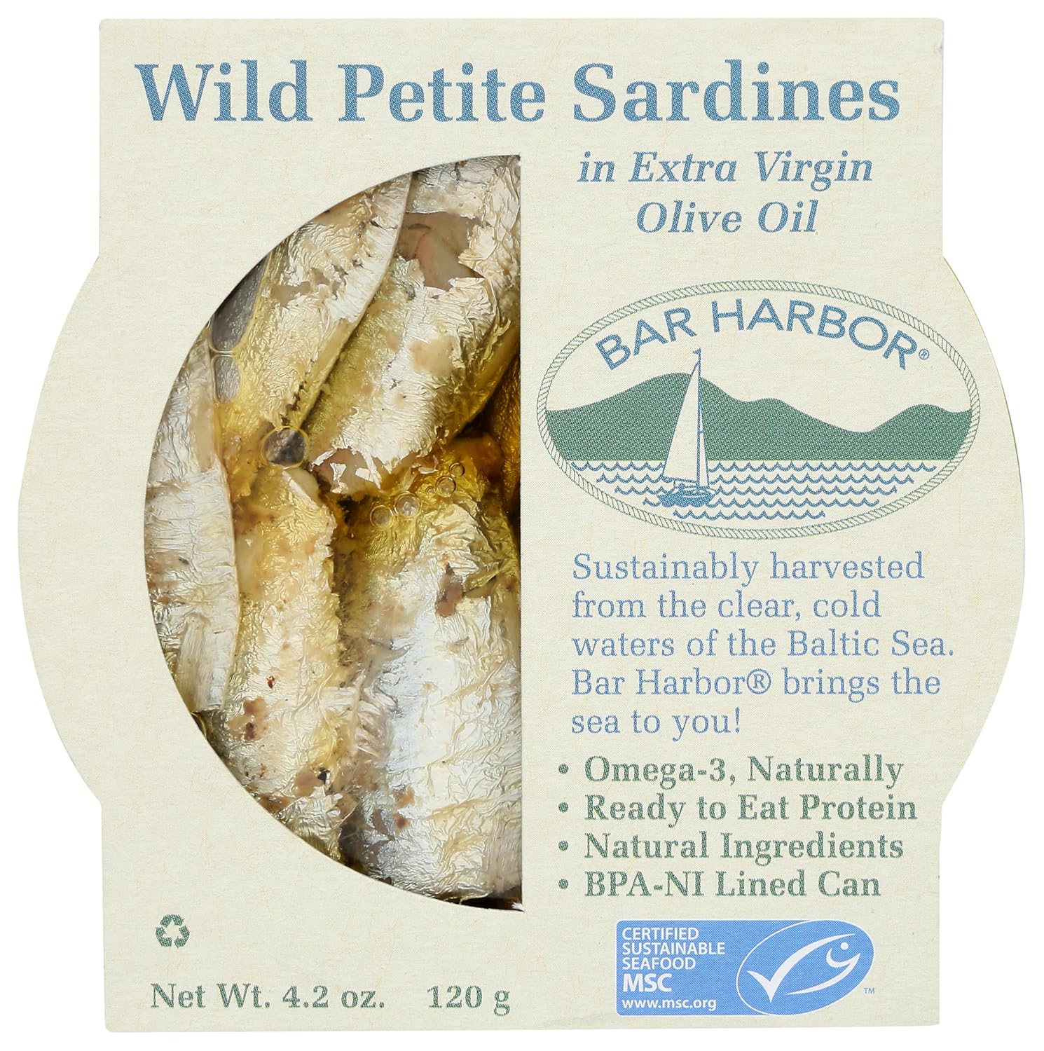 BAR HARBOR Wild Petite Sardines Extra Virgin Olive Oil, 4.2 OZ
