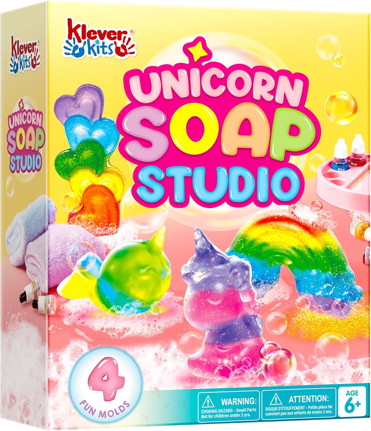Klever Kits Unicorn Soap Making Kit- 4 Molds Girl Crafts DIY Project, Unicorn Girl Gifts, Kids Birthday Gift for Aged 6+, Science STEM Activity Teenage Gifts for Toddler Ages 6 7 8 9 10 11 12