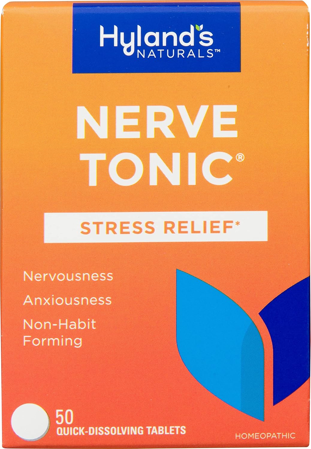 Hyland's Nerve Tonic Stress Relief Tablets, Natural Relief of Restlessness, Nervousness and Irritability Symptoms, Non-Habit Forming, Quick Dissolving Tablets, 50 Count