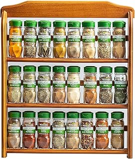 McCormick Gourmet Three Tier Wood 24 Piece Organic Spice Rack Organizer with Spices Included, 27.6 oz