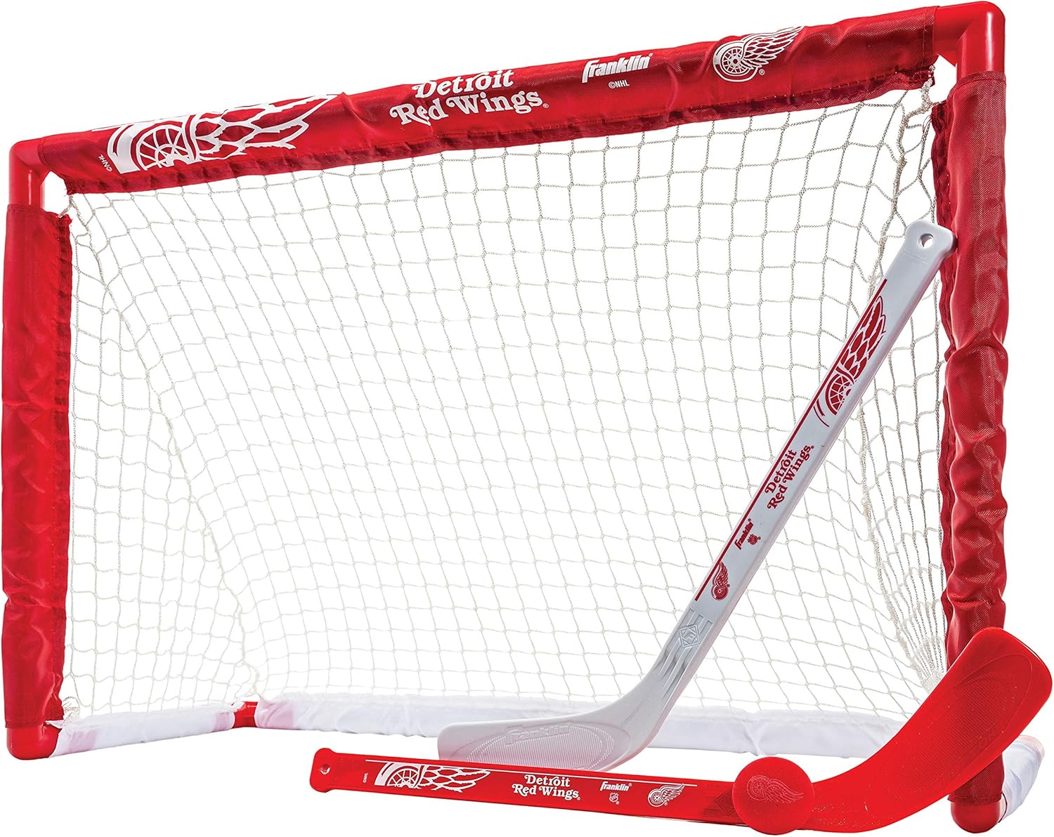 Franklin Sports NHL Mini Hockey Set - Kids Indoor Knee Hockey Goal, Ball, + 2 Stick Combo - Youth Team Indoor Toy Set - Official - Ages 3+