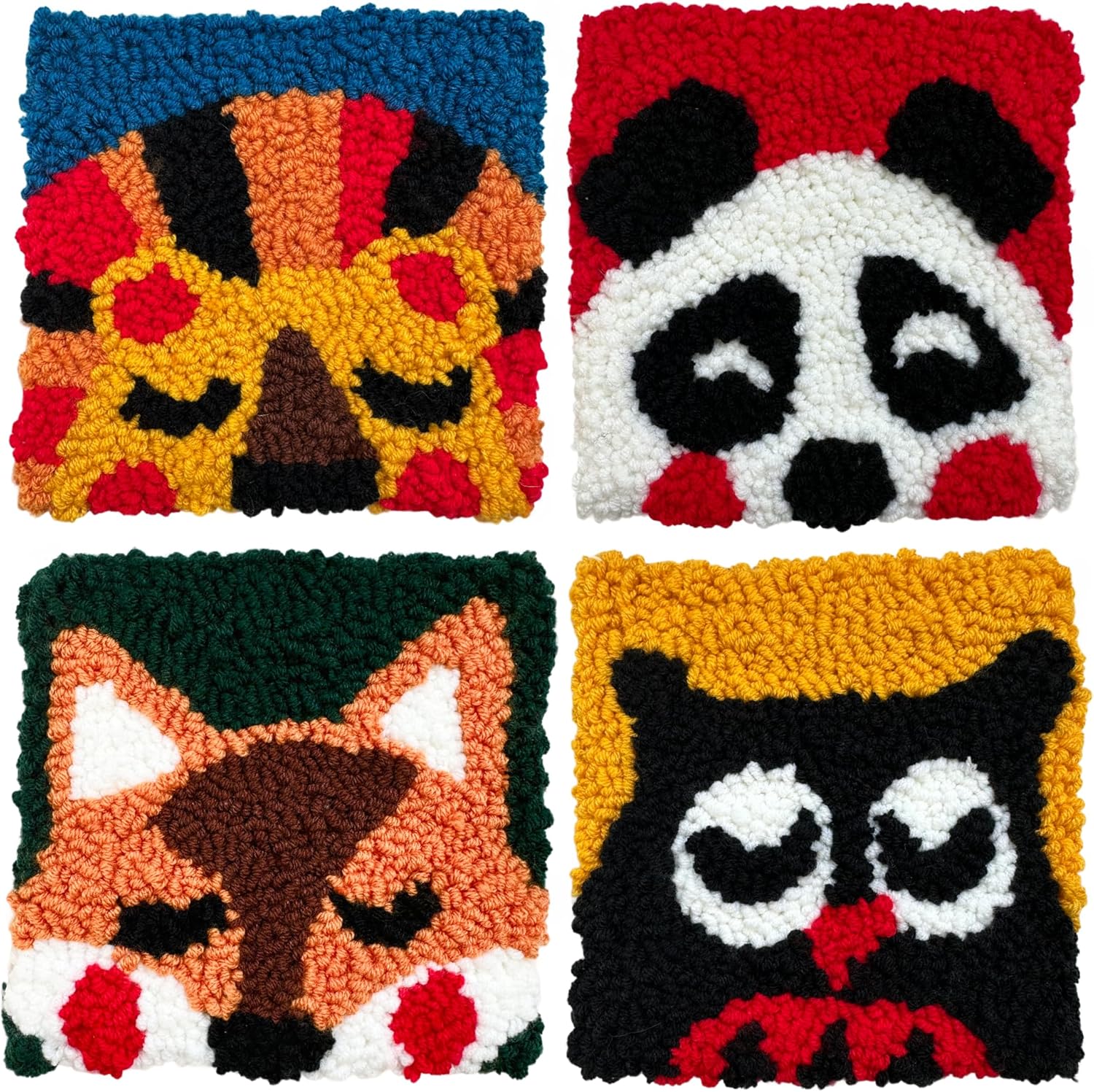 Nytale Relaxing Animal Punch Needle Coaster Kit for Beginners - Special Embroidery Hoop, Yarn, Tools, Tool Box, 4 Pcs Patterns & Instructions for Adults