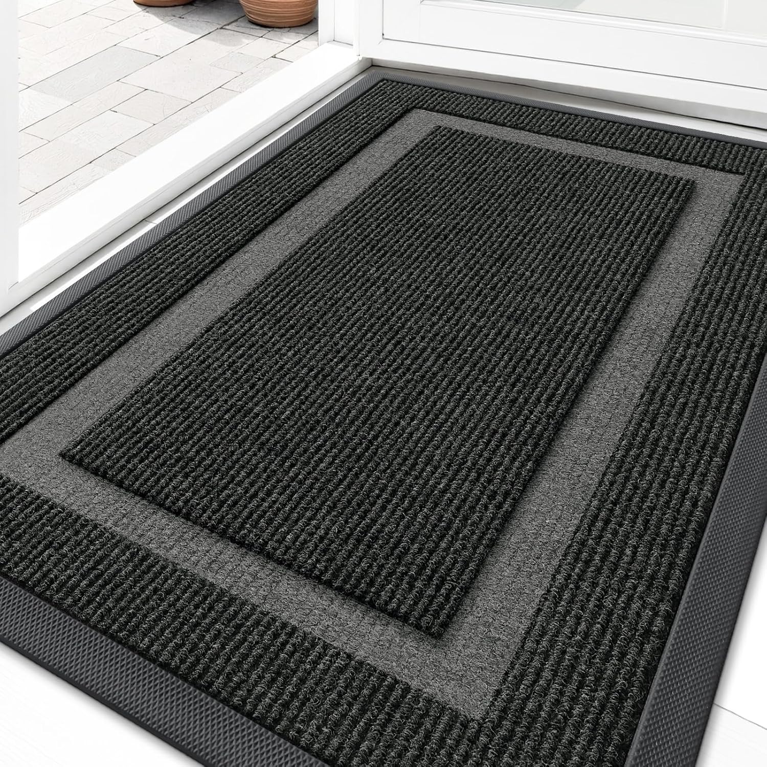 OLANLY Front Door Mat Outside 29.5x17, All-Season Heavy-Duty Rubber Doormat