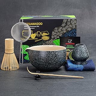 TEANAGOO Matcha Whisk Set,7 Pcs Matcha Set,Matcha Kit for Ceremony,Matcha Tea Set for Making Breakfast/Matcha Latte,Matcha Whisk and Bowl with All Accessories,Gift for Matcha Lover/Friend/Family