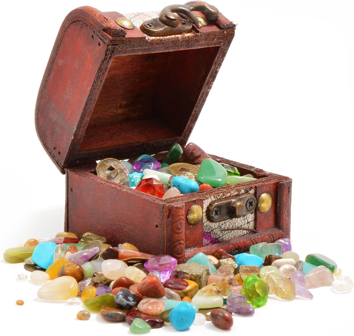 British Fossils Pirates Treasure Chest - Crammed with Gemstones, Pearls and Jewels!
