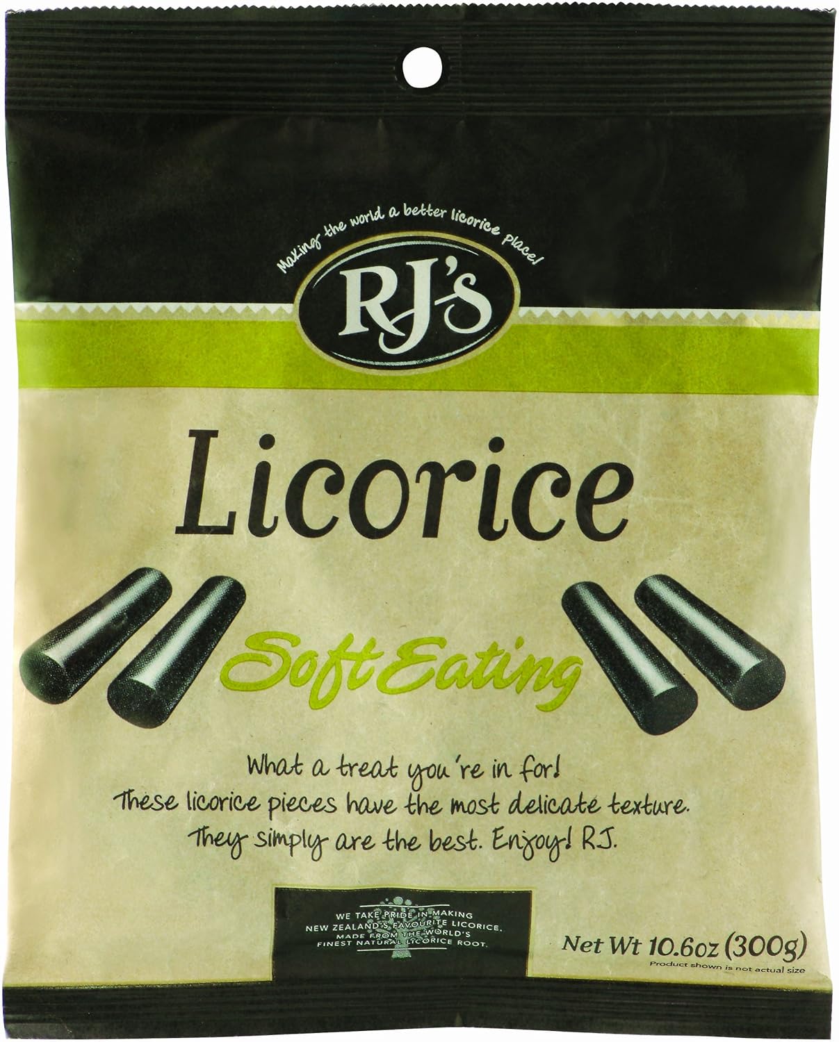 RJ's Natural Soft Eating Natural Licorice Bag 300 g (Pack of 3)