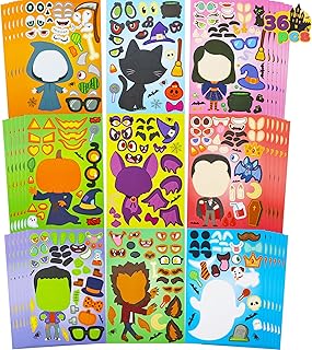 JOYIN 36 PCS Halloween Craft Stickers Party Favors Make a Face Stickers Witch Vampire Self Adhesive DIY Stickers for Halloween Kids, Party Game Stickers, Kids Party Favor Supplies Craft