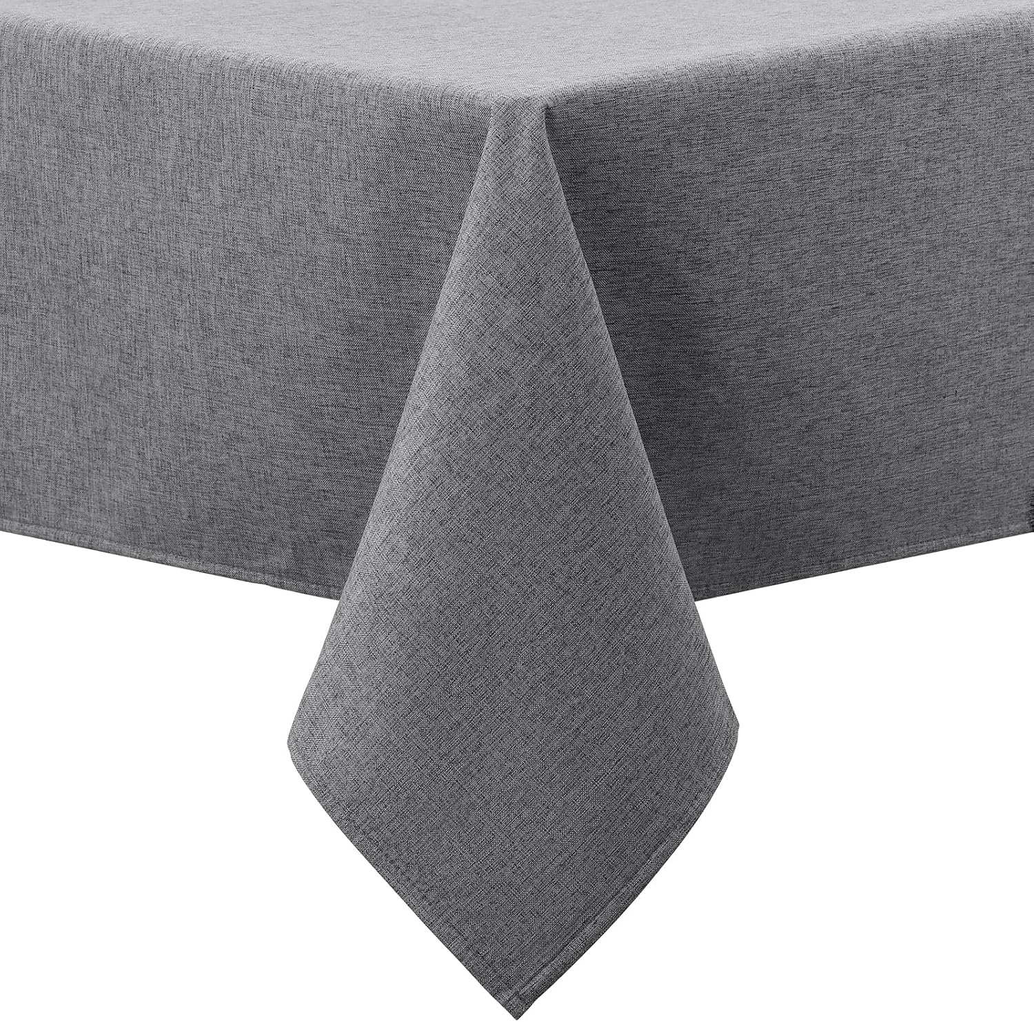 smiry Faux Linen Table Cloth Rectangular 140x100cm, Water resistant Tablecloth with Flannel Backing, Thick Fabric Washable Table Cover for Dining Party and Outdoor, Dark grey