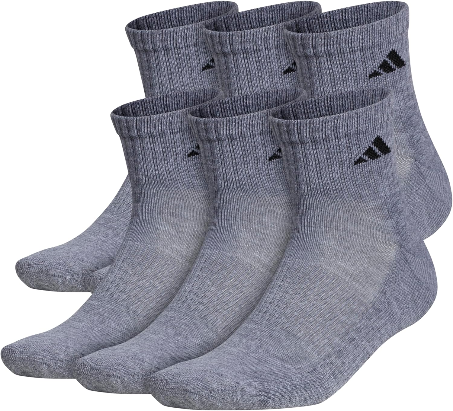 adidas Men's Socks, Athletic Cushioned Quarter 6-Pack, Ankle Fit with Arch Support