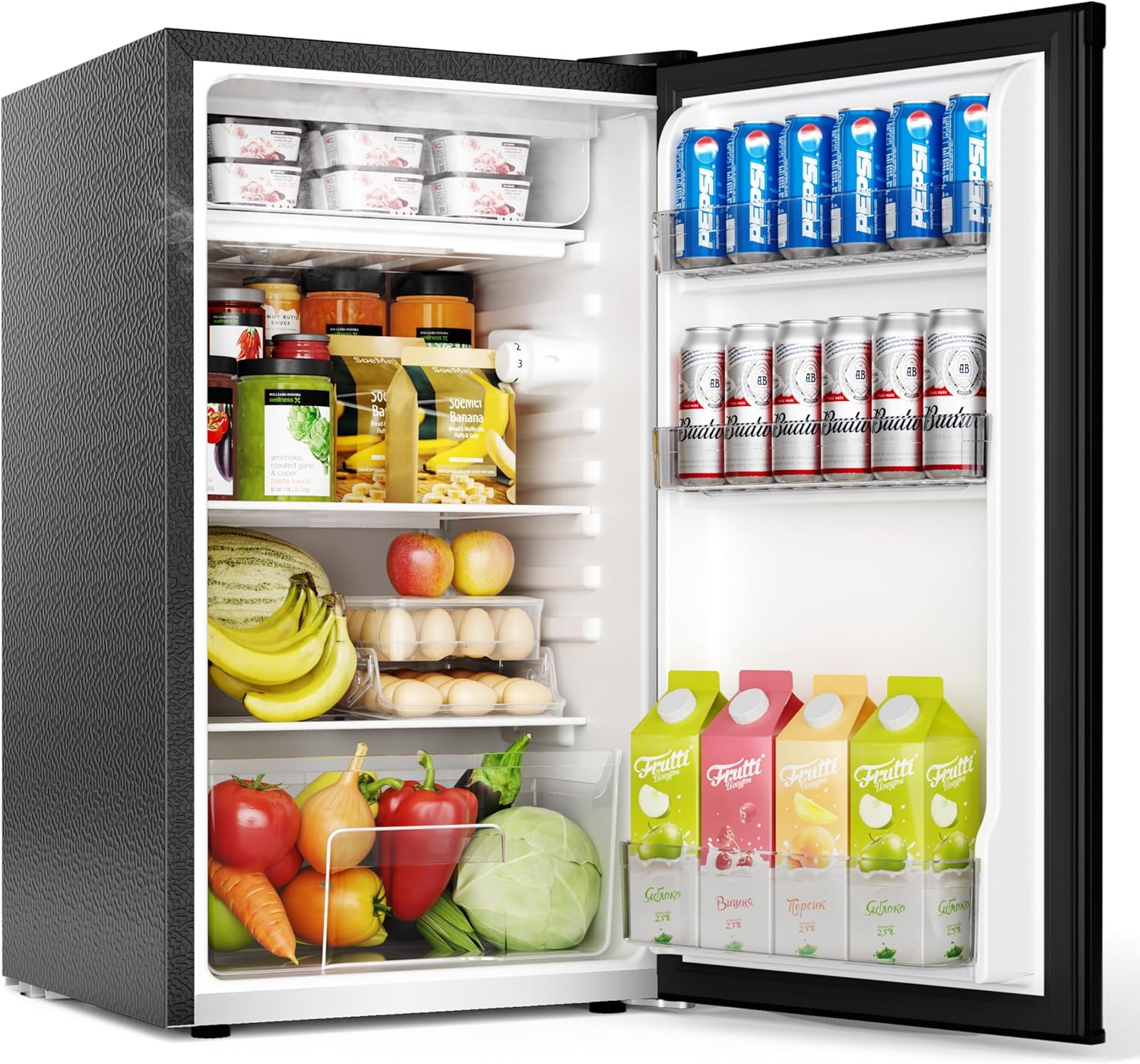 EUHOMY 91L Under Counter Fridge Freezer with Cooler Box, Undercounter Mini Fridge, 7-Stage Thermostat, 82L Refrigerator & 8L Freezer, 39dB Ultra-Quiet Energy Efficient for Dorm/Office/Bedroom, Black