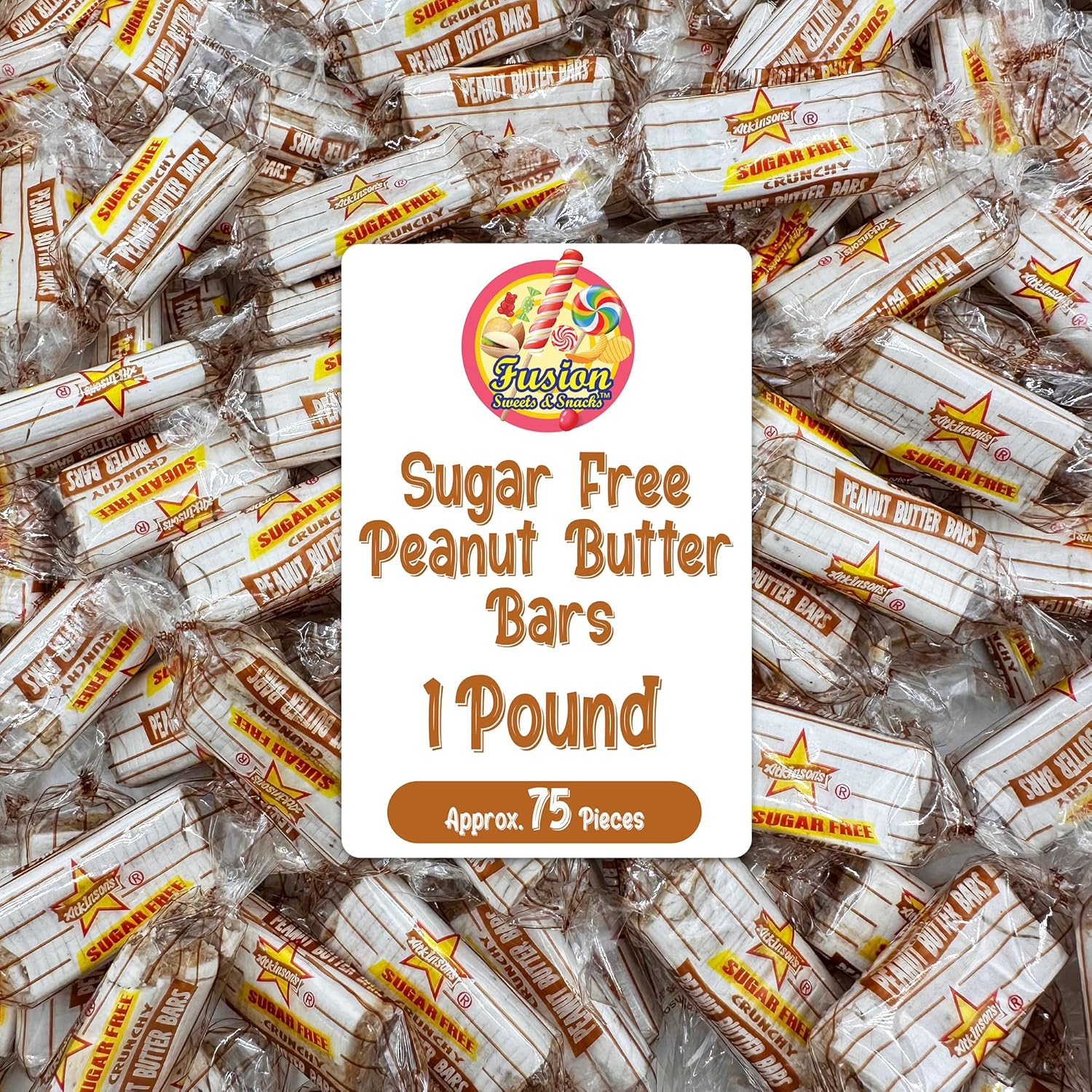 Sugar Free Peanut Butter Bars - 1 Pound Individually Wrapped - Atkinson Bulk Peanut Butter Candy