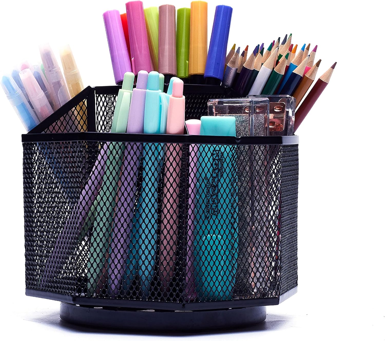 EXERZ Desk Organiser/Mesh Desk Tidy Caddy/Pencil Holder/Multifunctional 360 Rotating