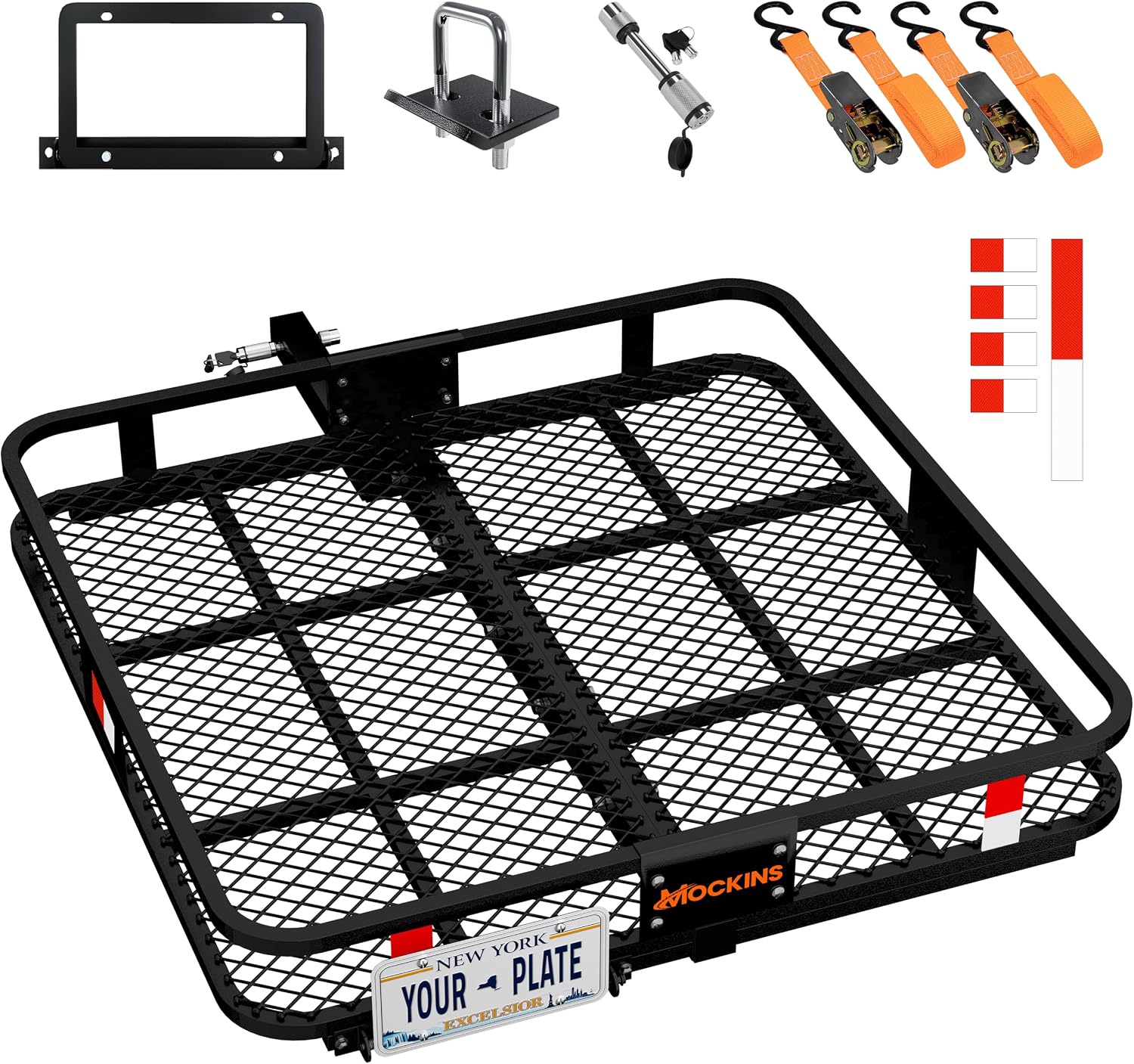 Mockins 40"x40"x6" Heavy-Duty Square Trailer Hitch Cargo Carrier 500 Lb Cap