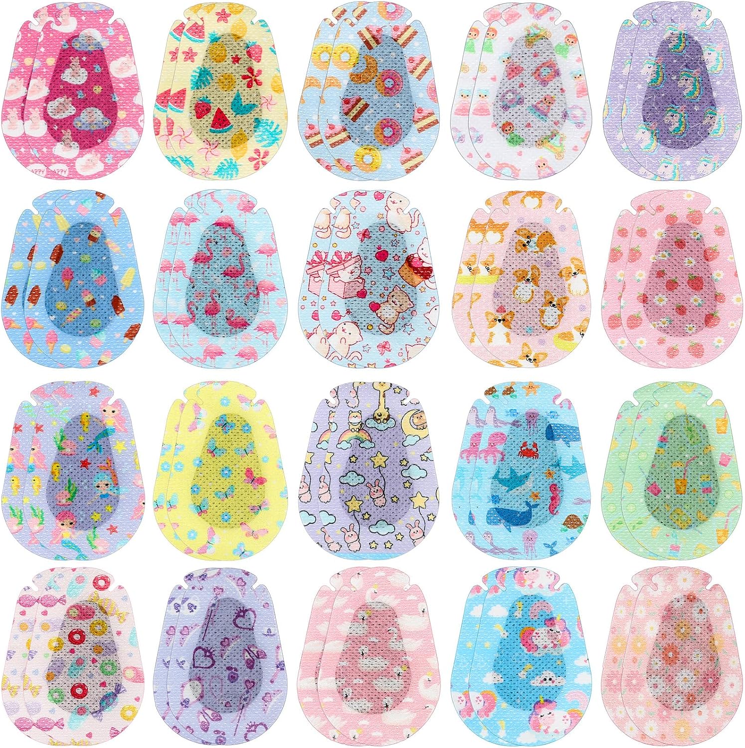 Copkim 40 Pcs Adhesive Eye Patches Bulk for Kids Girls Toddler,Patterned | 20 Cartoon Styles, Light Blocking Lazy Eye Care, 3x2 in Breathable, Amblyopia Treatment Supplies, Back to School
