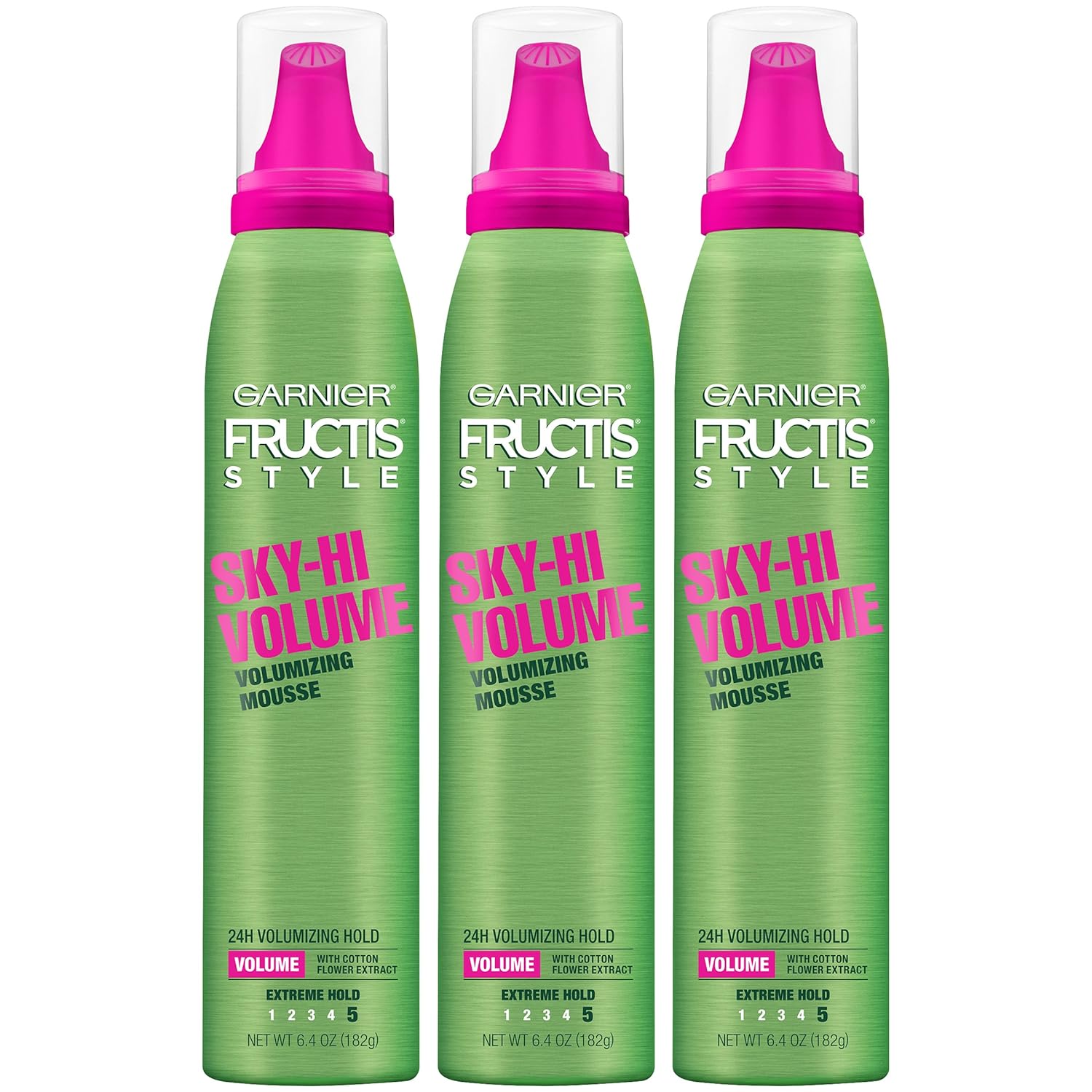 Garnier Fructis Style Sky-Hi Volume Mousse, Extreme Hold, 6.4 Oz, 3 Count (Packaging May Vary)