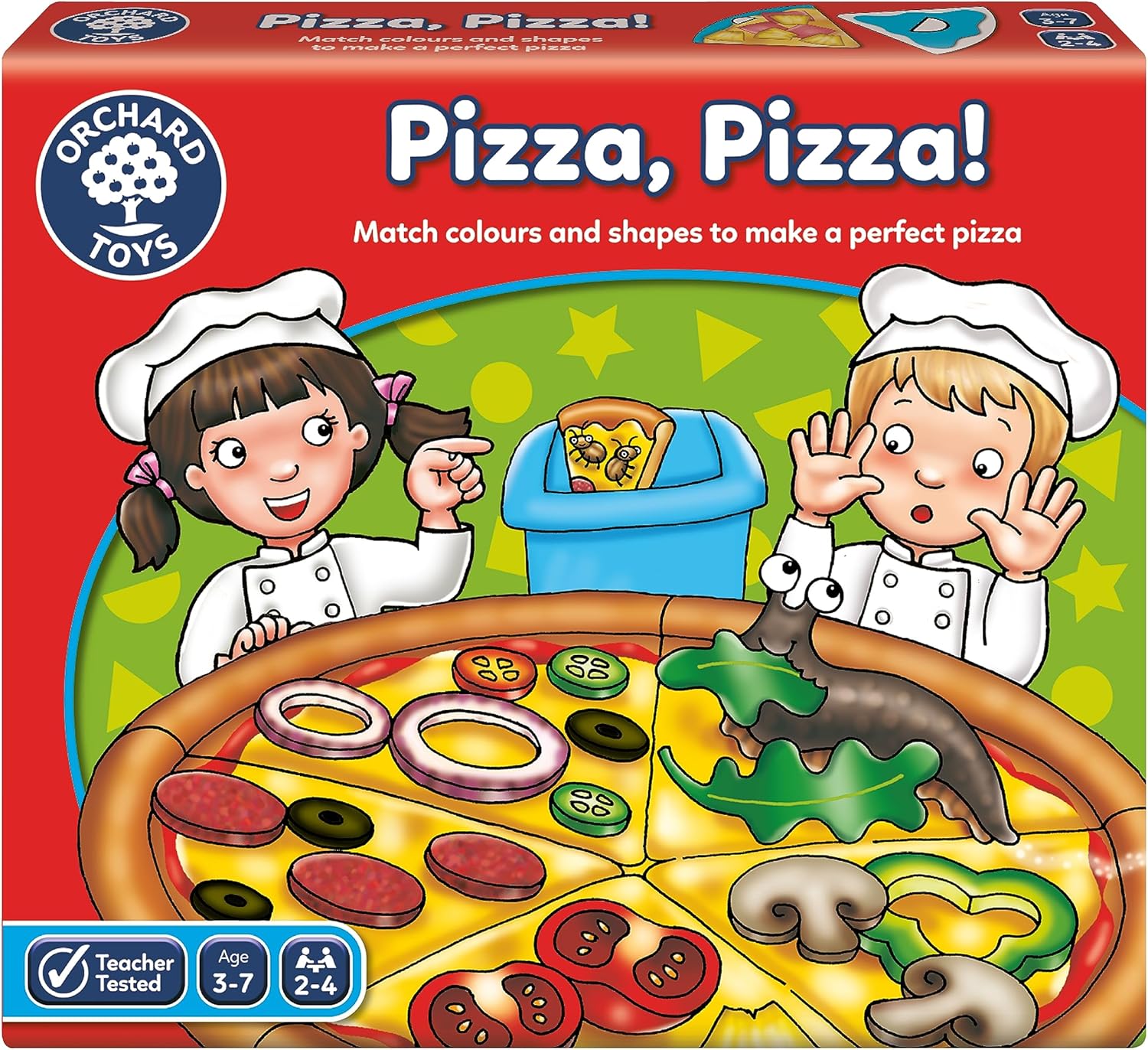 Orchard Toys Pizza, Pizza! Game, Educational Board Game for Preschoolers and Children Age 3-7, Shape and Colour Game, Educational Game Toy