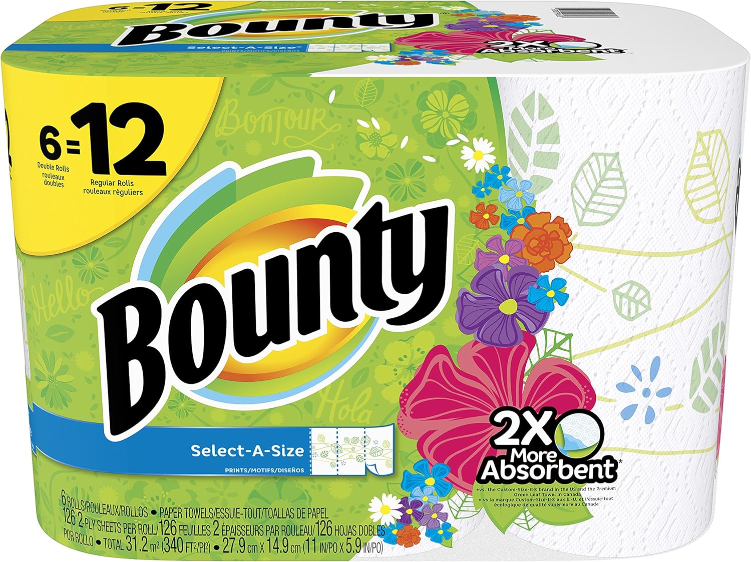 Bounty Select-A-Size Paper Towels Print, 6 ct