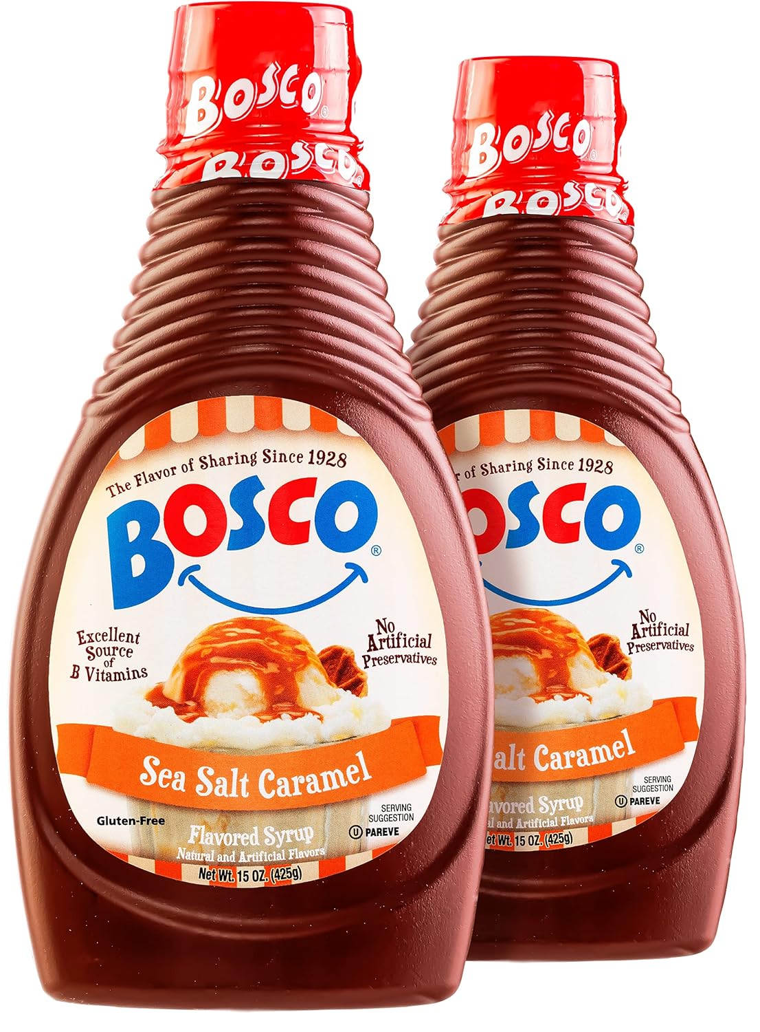 Bosco Sea Salt Caramel Syrup 15oz (2 Pack) | Thick & Rich, Irresistible, Gluten Free
