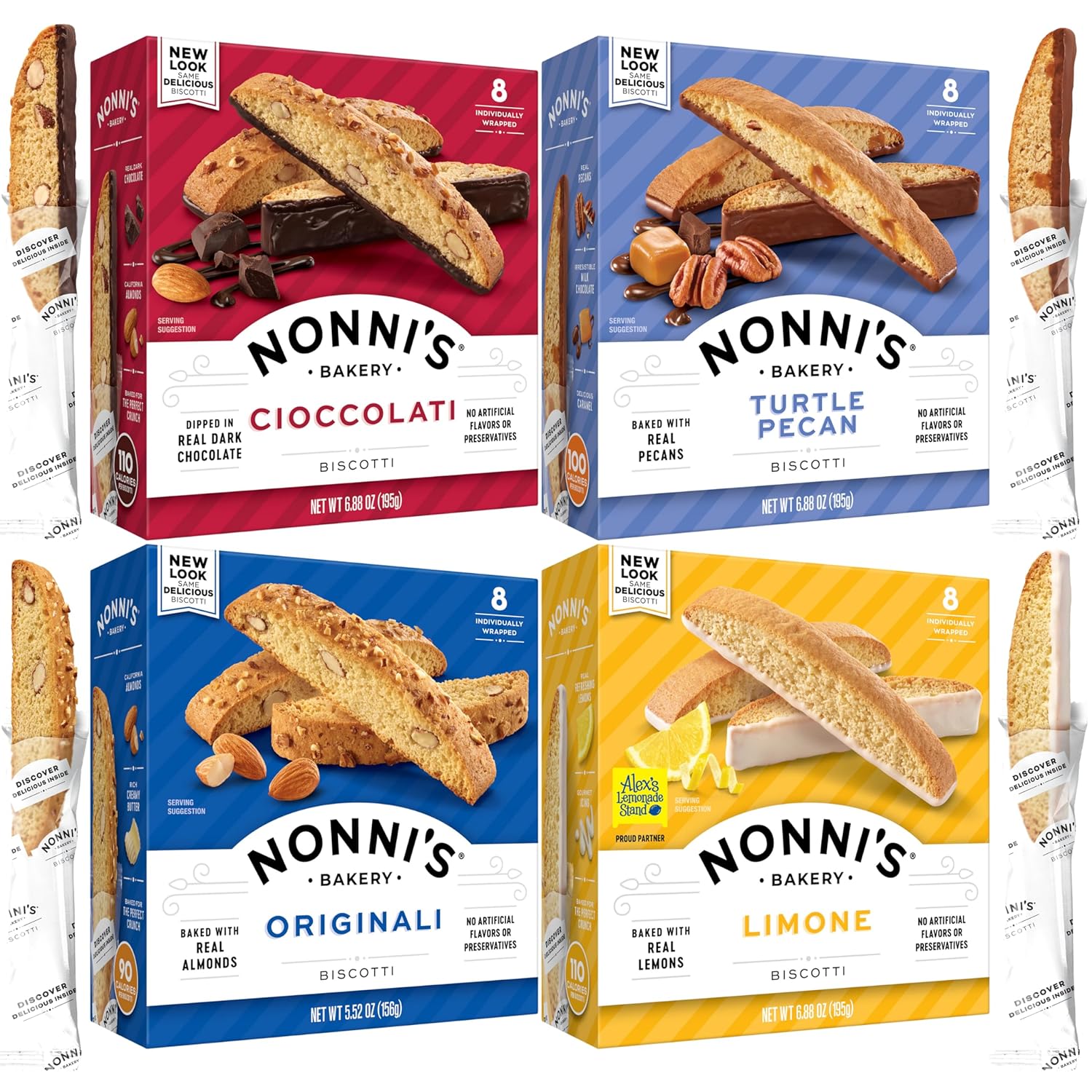 Nonni's Biscotti Variety Pack Of 4 - (Cioccolati Limone Originali Turtle Pecan)