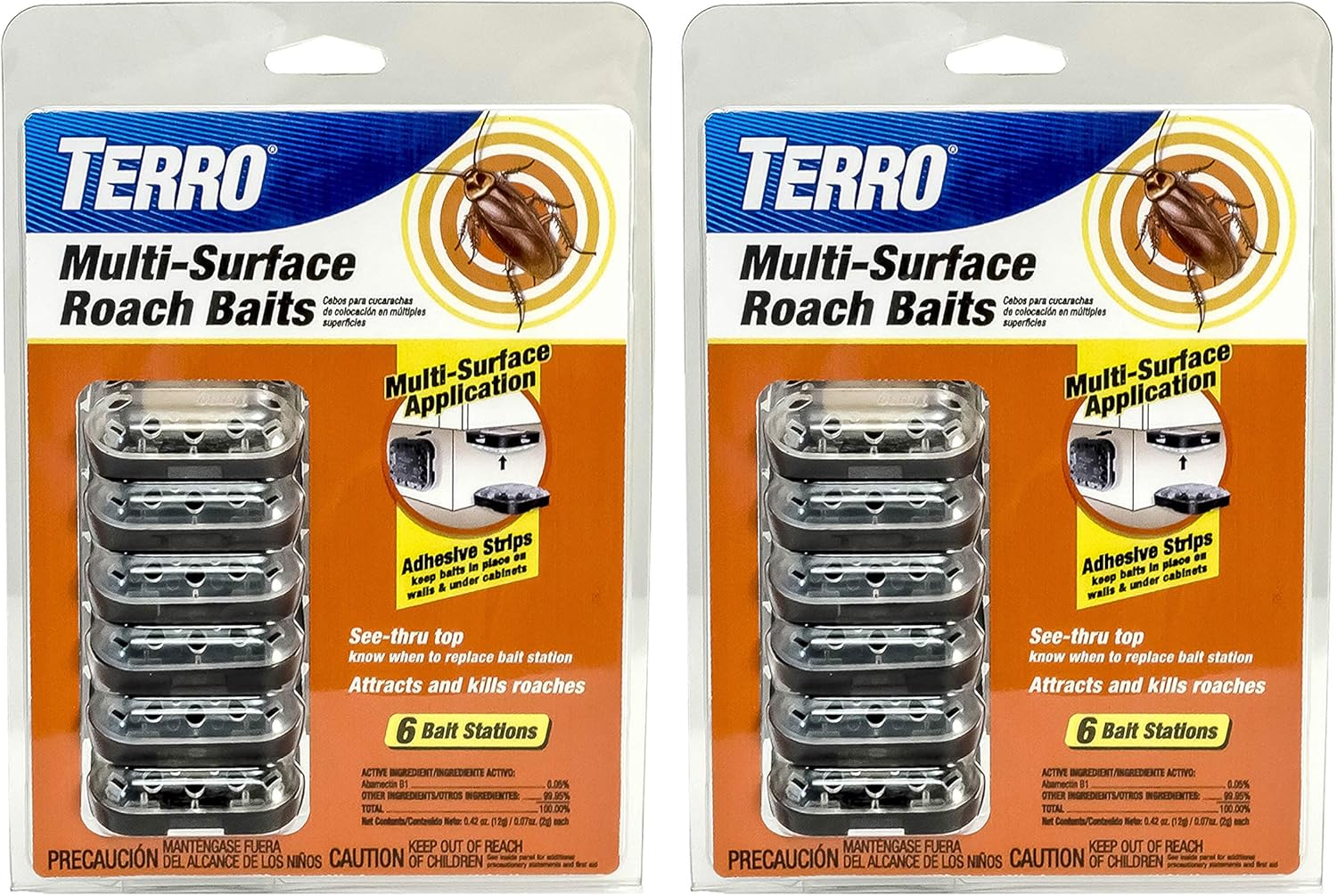 TERRO T500SR Indoor Multi-Surface Roach Bait Stations - Indoor Roach Killer, 12 Bait Stations, Black