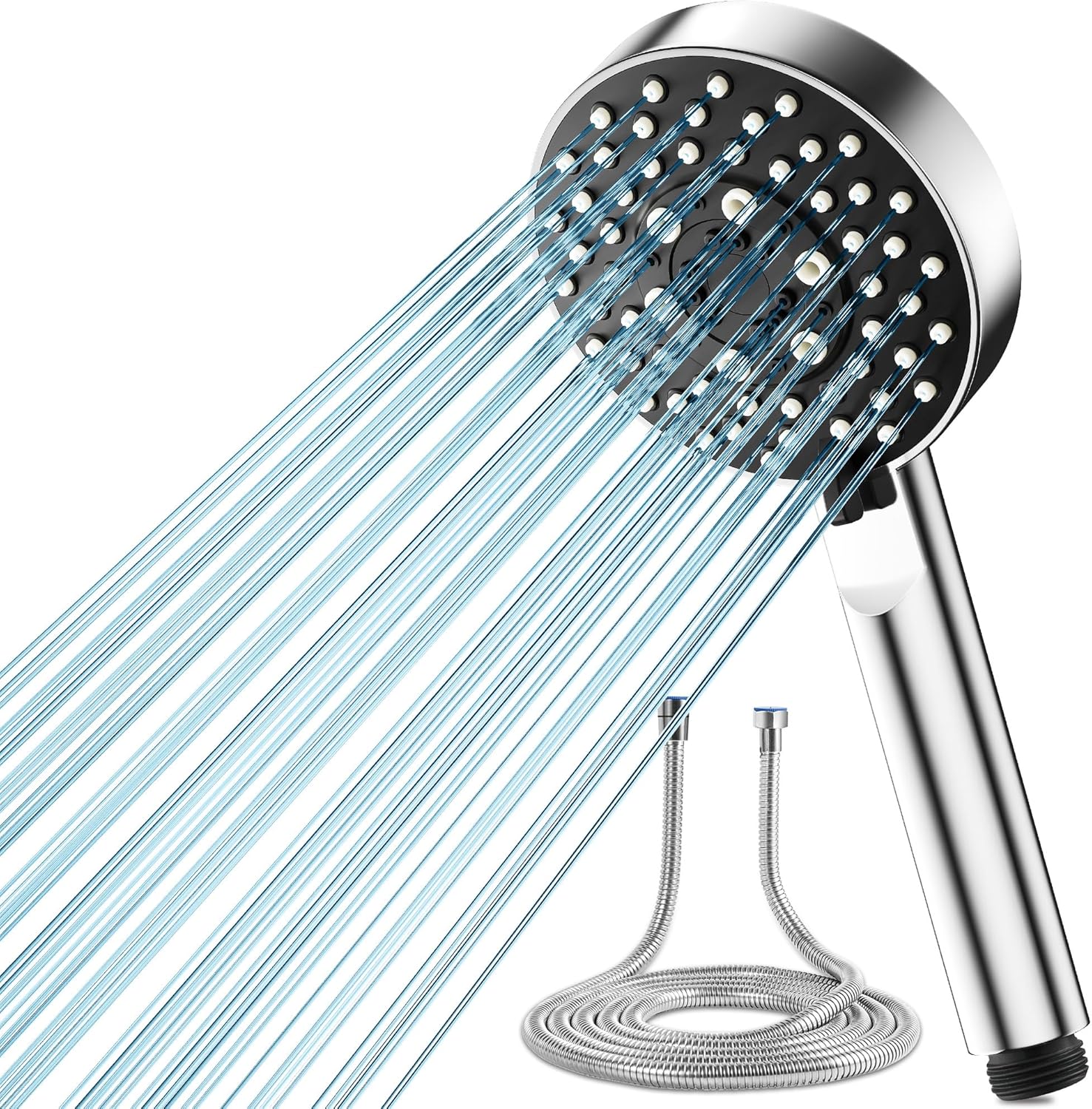 Shower Head and Hose 2M, Magichome Shower Head High Pressure with 5 Spray Modes, Turbocharged Design Power Showerhead for Low Water Pressure