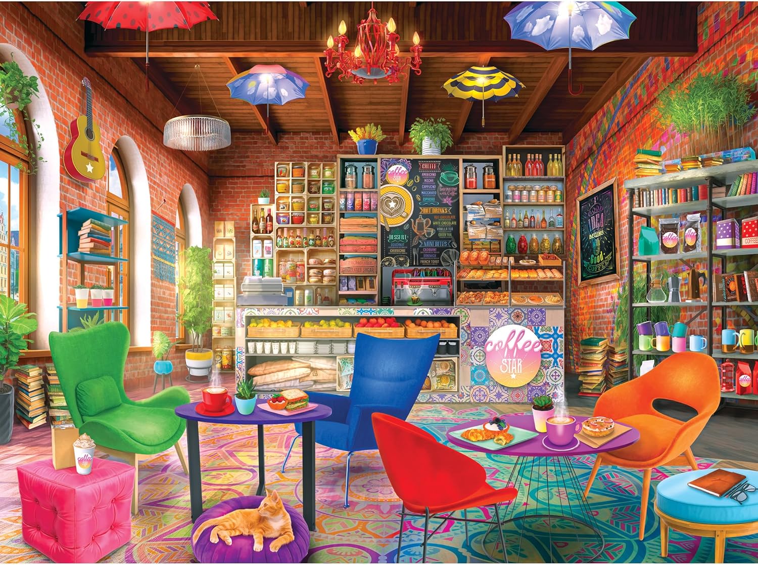 RoseArt - My Happy Place - Boho Coffeshop - 750 Piece Jigsaw Puzzle for Adults