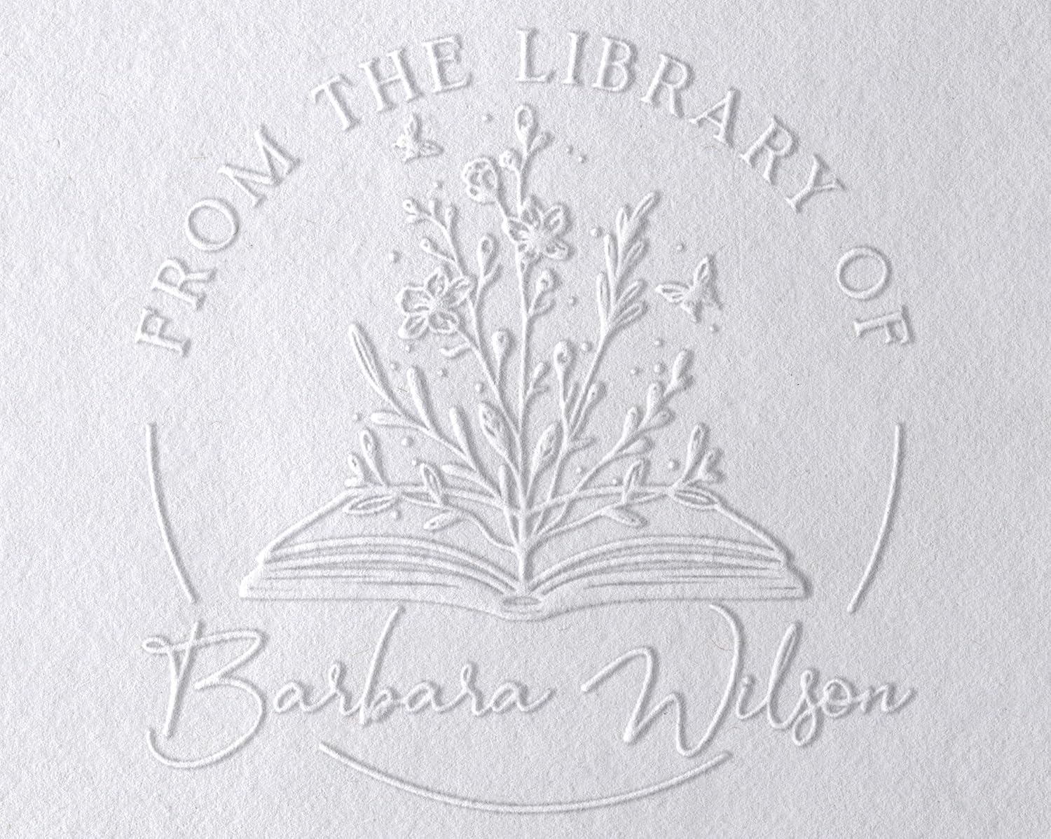 Book Embosser Personalized Stamp By Me | from The Library of | Ex Libris | Floral Book Stamp Personalized | Custom Library Stamp | Book Embosser Custom Self-Inking | Customize Your Name & Design