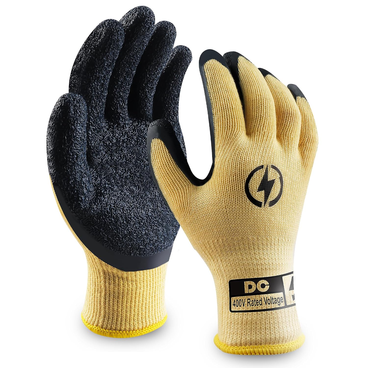 Insulated Electrician Gloves 400V,ASTM D120 Certified High Voltage Resistant Flame Retardant Work Gloves, Electrical Rubber Non-slip Prevent Shock,Large