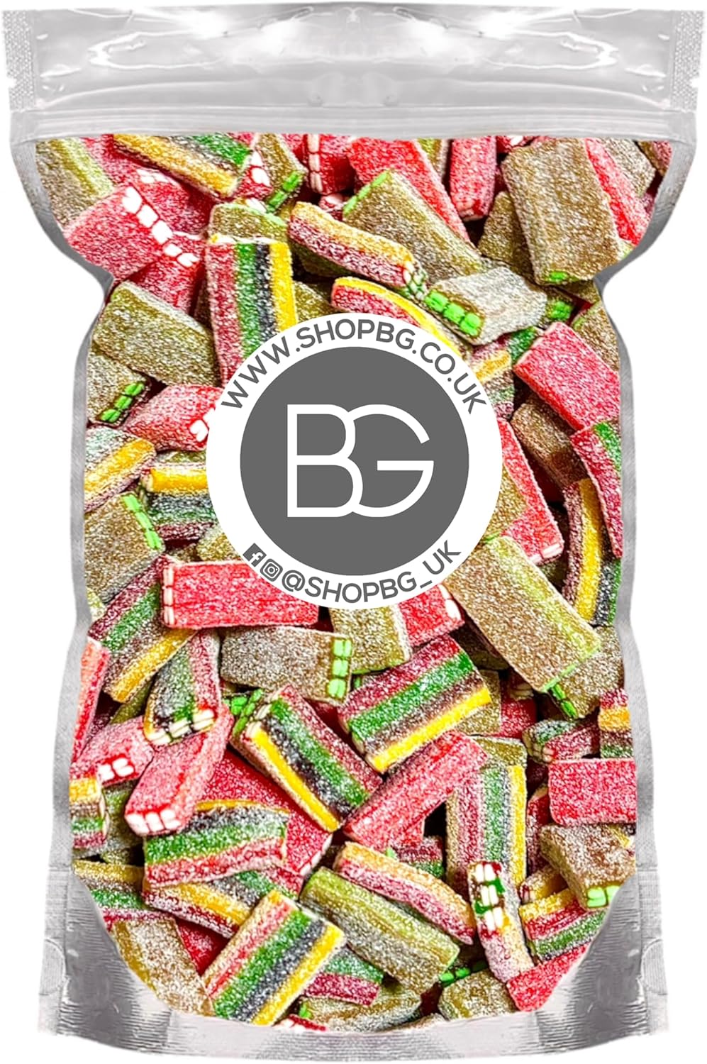 BG Quality Pick & Mix Sweets - Cola, Strawberry, Rainbow Fruit Fizzy Bricks Mix, Sweeties 800g Pouch