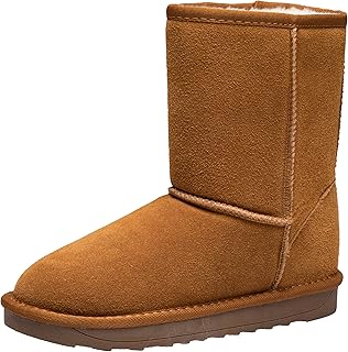 Jeossy Women's 9688 Leather Winter Snow Boots, Warm Knee High+Mid Calf Plush Fuzzy Tall Shoes