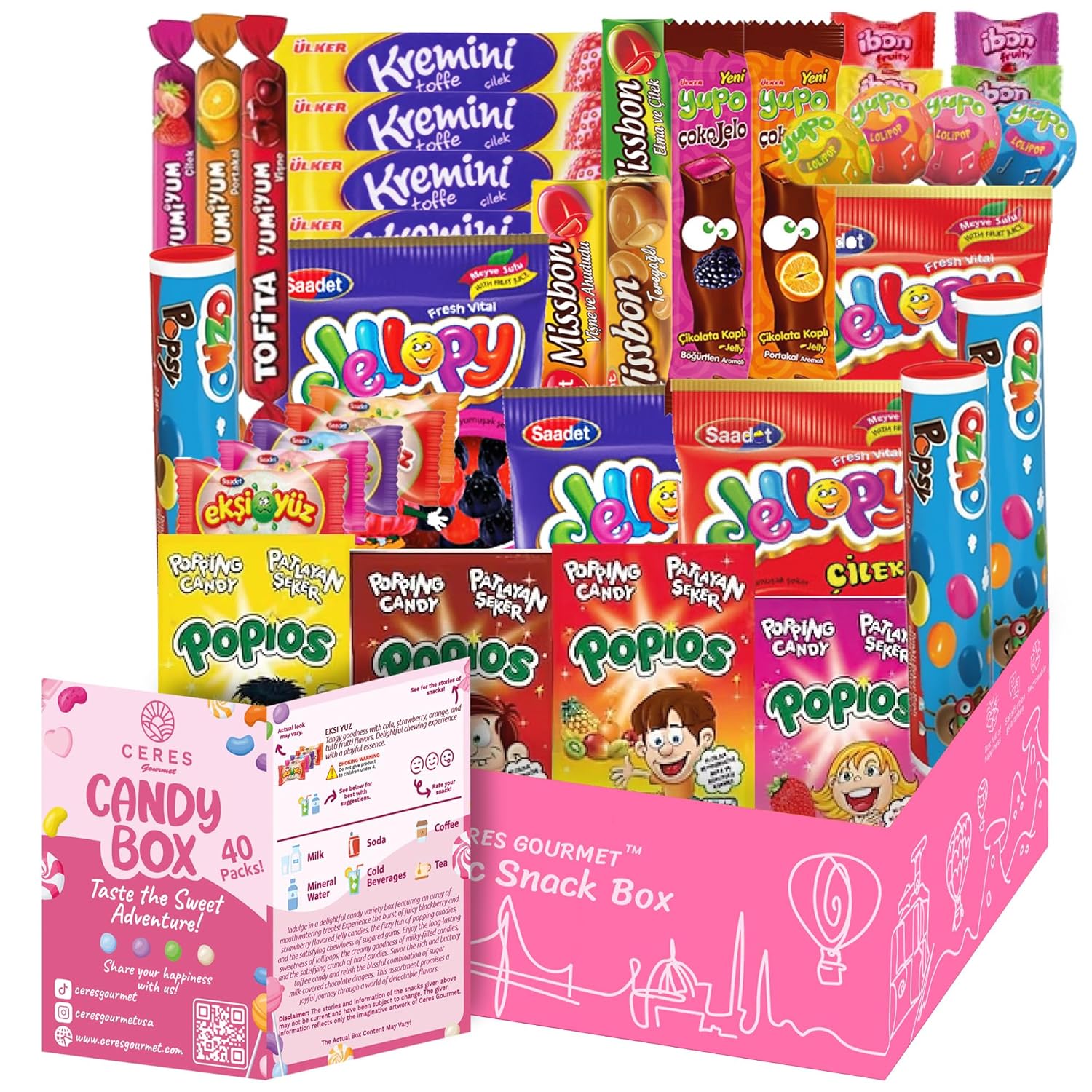 Candy Box From Around The World, Foreign Rare Unique Mystery Candy Gift Box, 40 Pcs Cool International Exotic Candy Snacks Variety Box for Halloween Treats