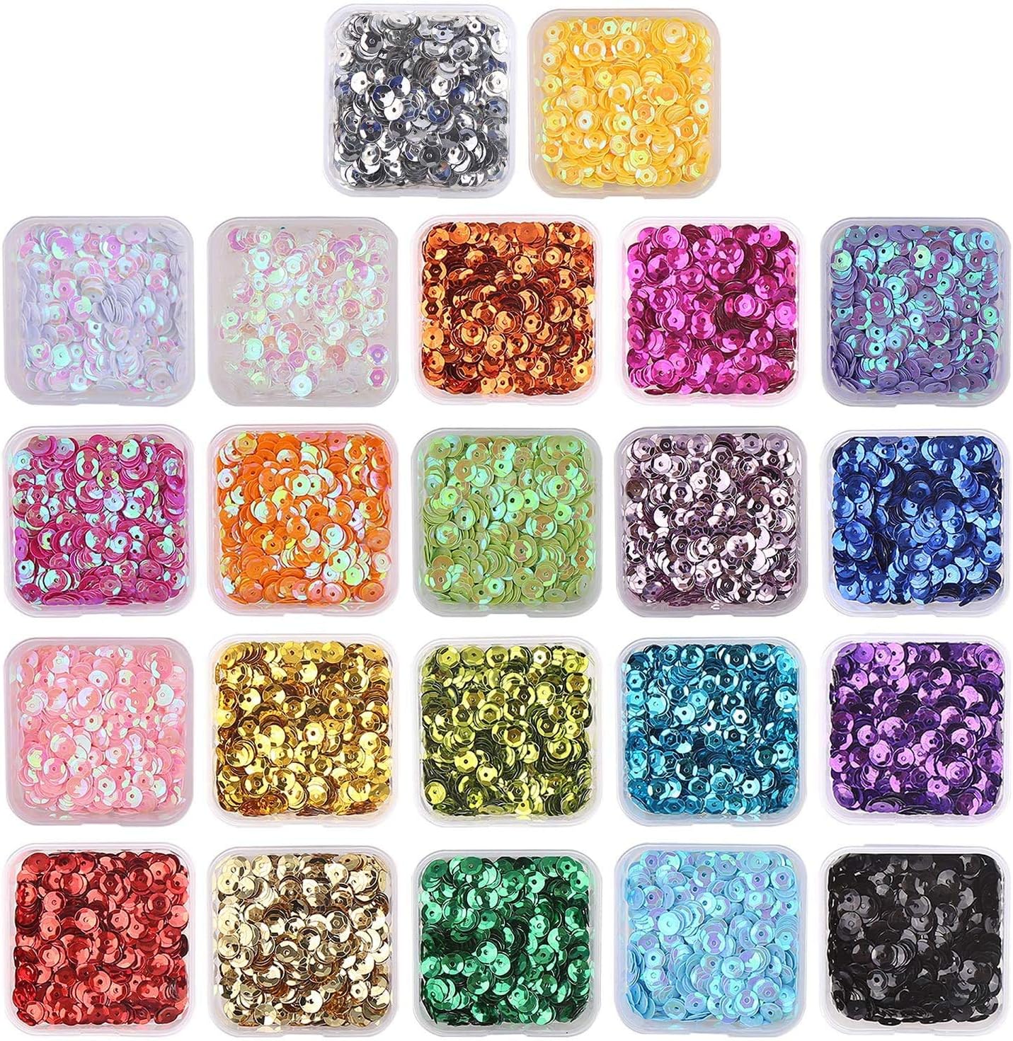 VEYLIN 8800 Pieces 6mm Round Sequins 22 Colors for Embroidery Craft