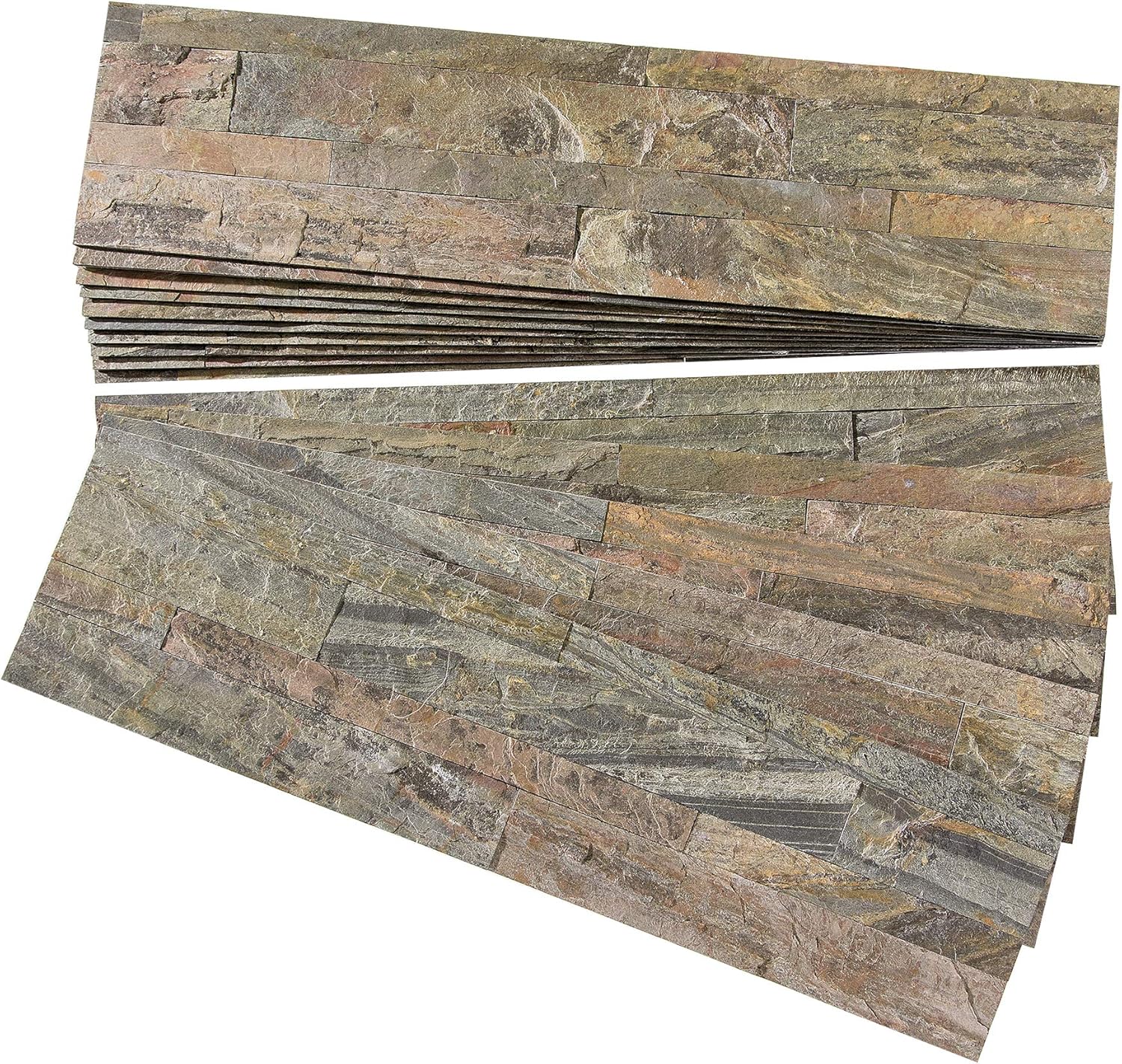 Aspect Peel and Stick Stone Overlay Kitchen Backsplash - Weathered Quartz (Approx. 15 sq ft Kit) - Easy DIY Tile Backsplash